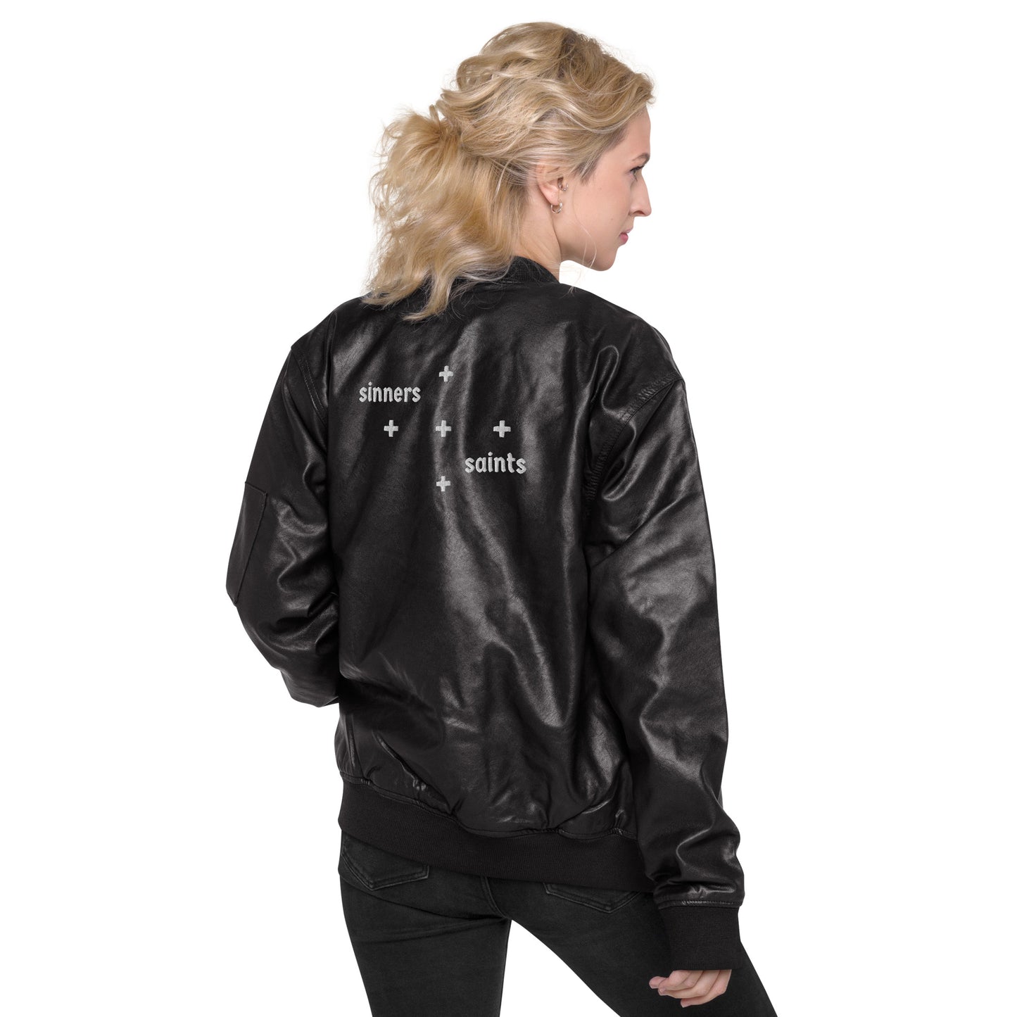 Limited Edition "bloodsick." Faux Leather Bomber Jacket