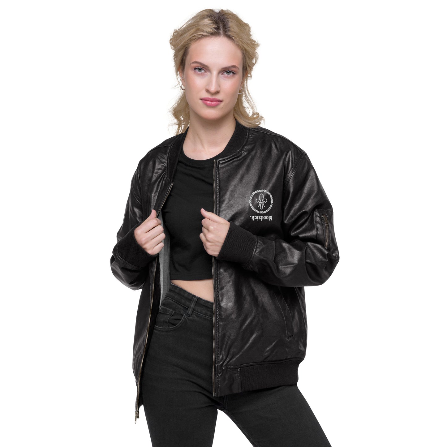 Limited Edition "bloodsick." Faux Leather Bomber Jacket