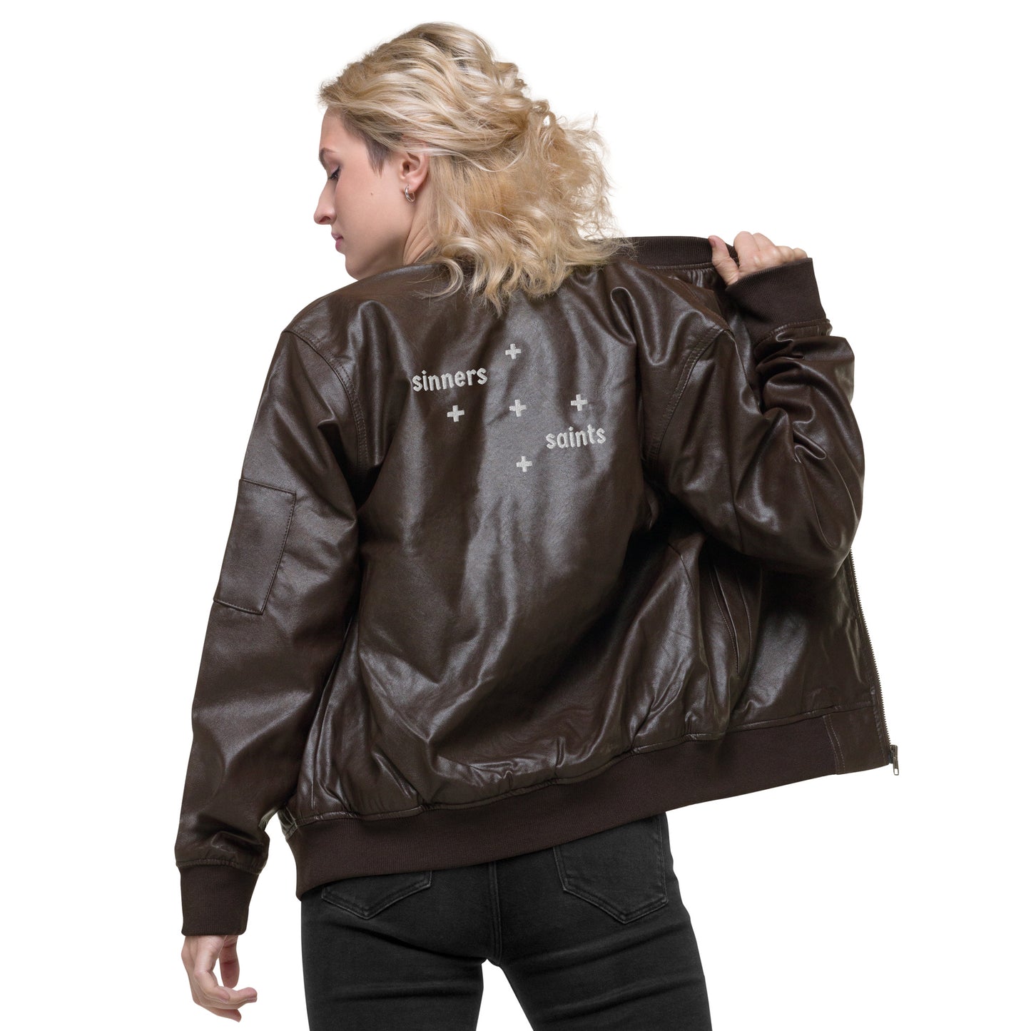 Limited Edition "bloodsick." Faux Leather Bomber Jacket