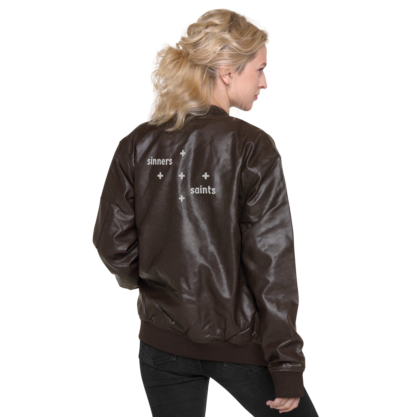 Limited Edition "bloodsick." Faux Leather Bomber Jacket