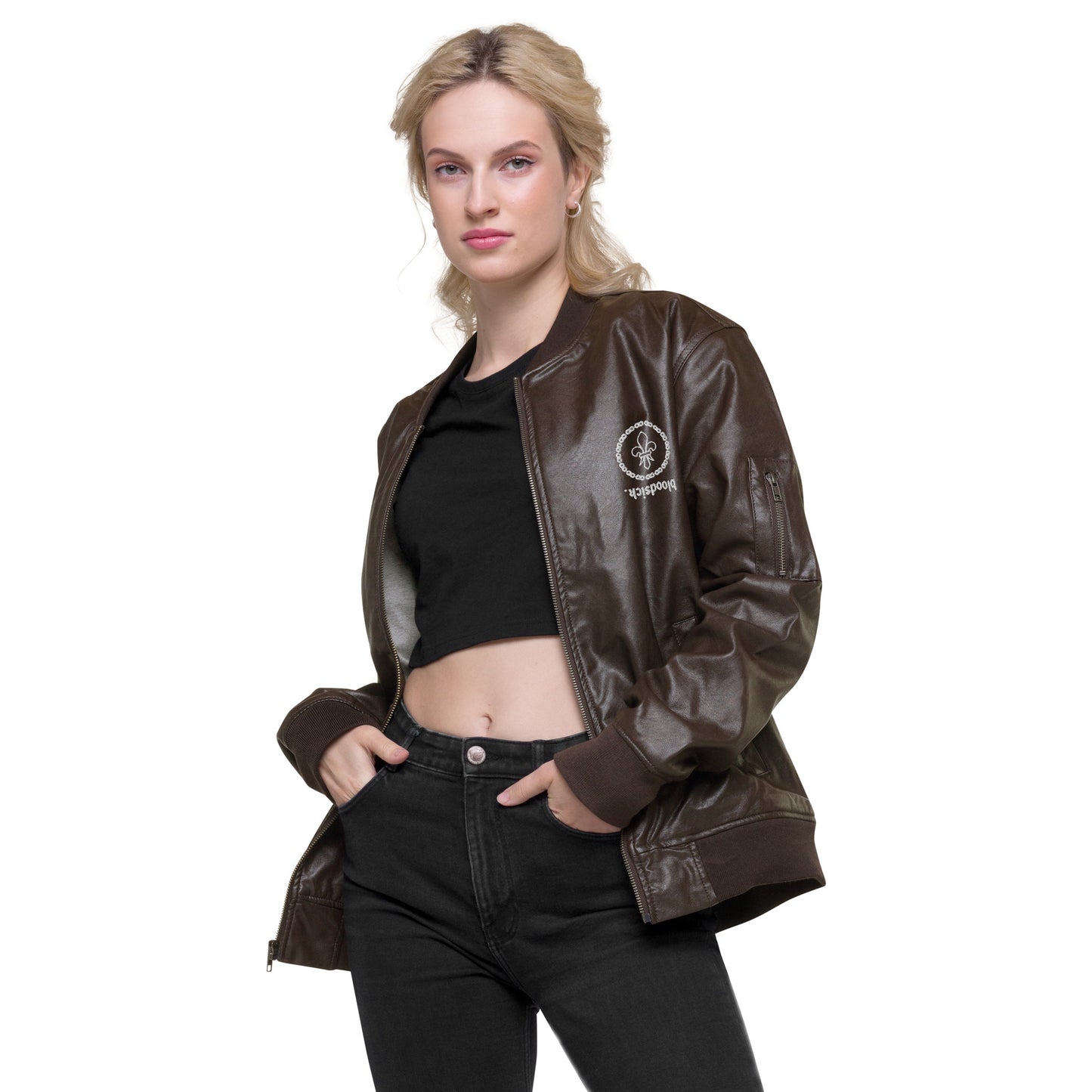 Limited Edition "bloodsick." Faux Leather Bomber Jacket