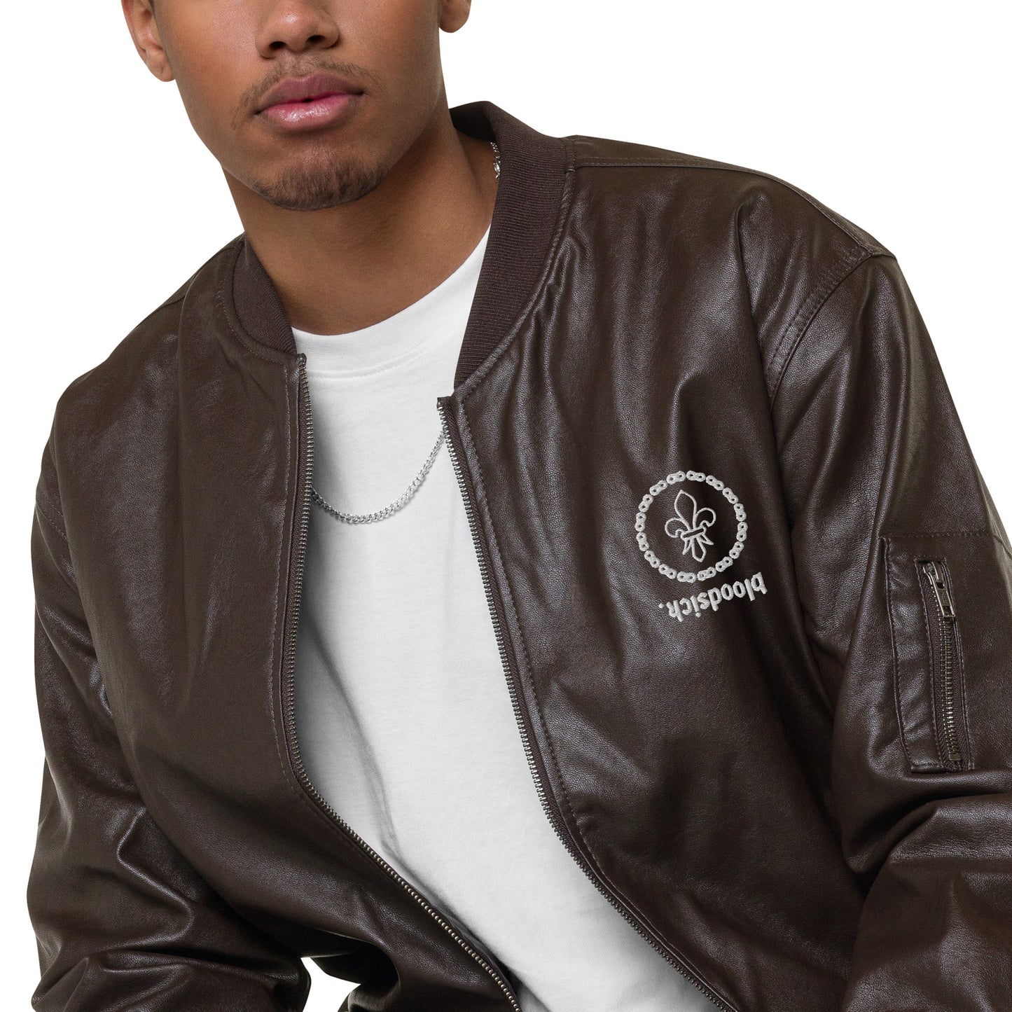 Limited Edition "bloodsick." Faux Leather Bomber Jacket