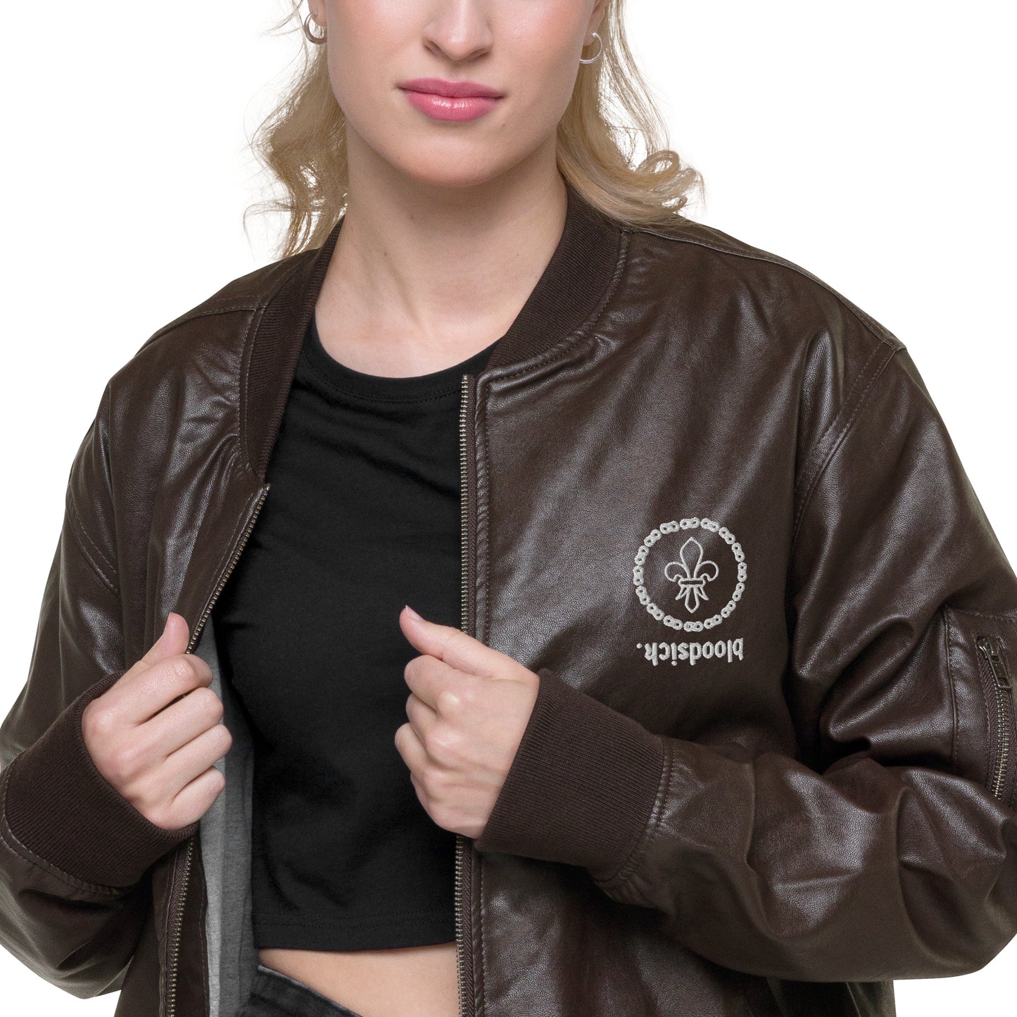 Limited Edition "bloodsick." Faux Leather Bomber Jacket