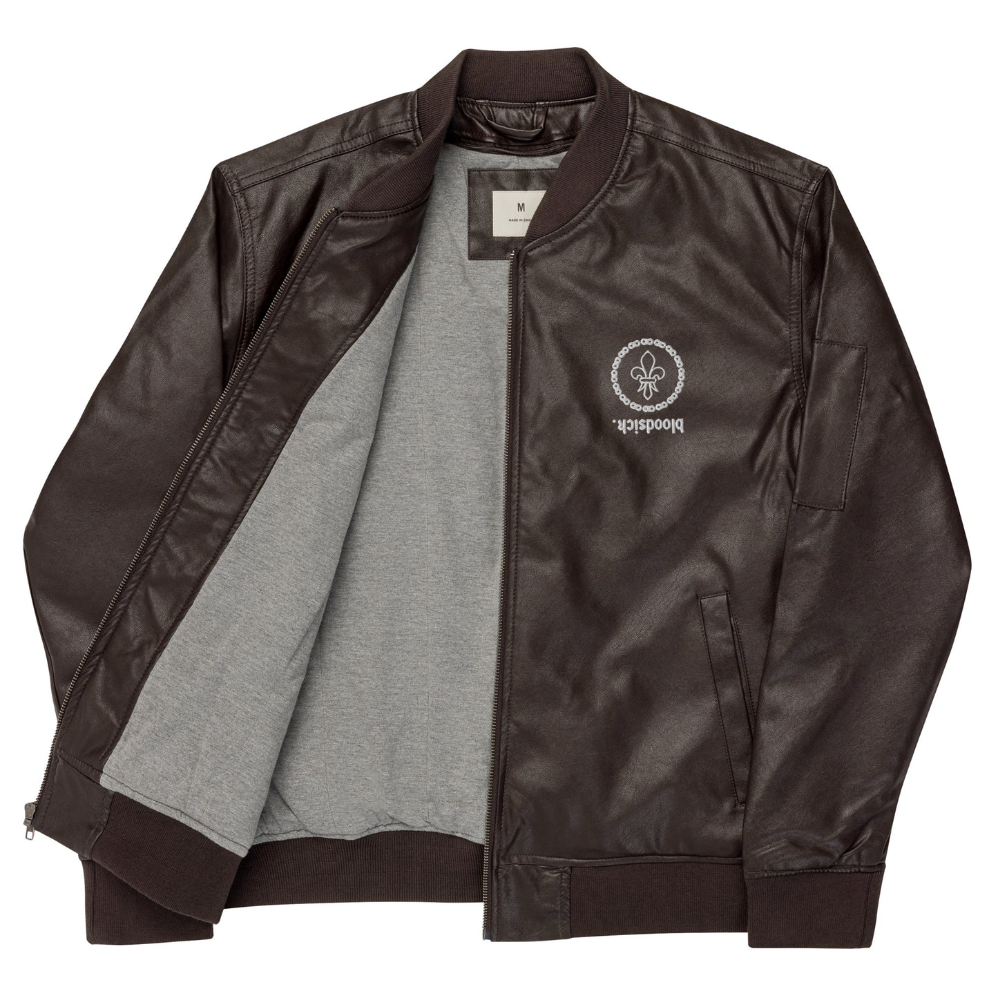 Limited Edition "bloodsick." Faux Leather Bomber Jacket